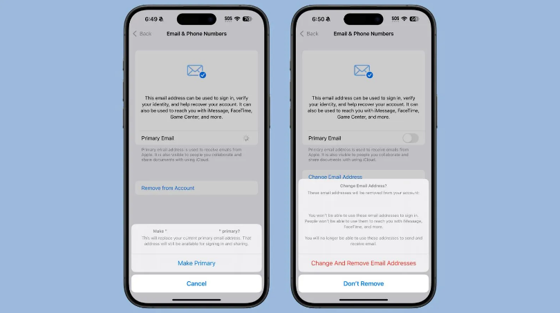 唐县苹果手机维修分享苹果 iOS 18.1 支持设置“主要”邮箱地址并更改 iCloud 邮箱 